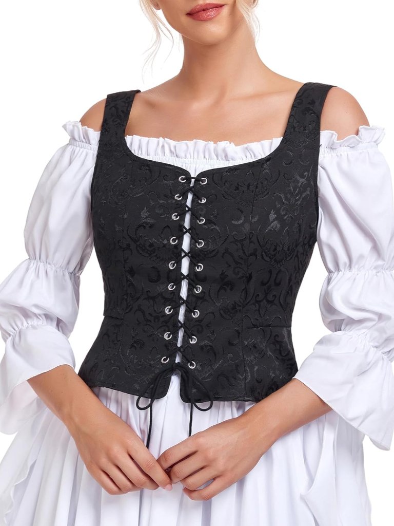 Women Renaissance Corset Vest Pirate Costumes Viking Medieval Corset Top